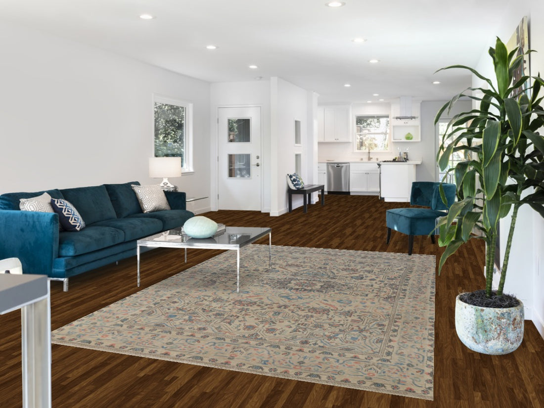 Distressed Wool Tabriz Persian Area Rug 6x9