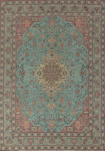 Turquoise Blue Tabriz Persian Area Rug 8x11