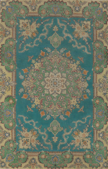 Handmade Blue Tabriz Persian Area Rug 7x10