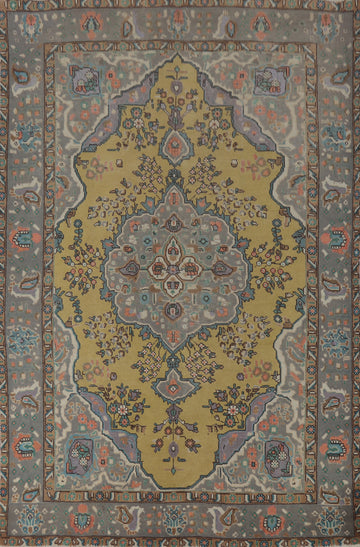Traditional Yellow Tabriz Persian Area Rug 6x9