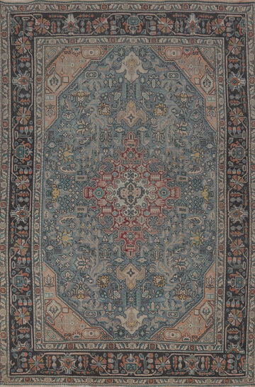 Vintage Blue Tabriz Persian Area Rug 7x10