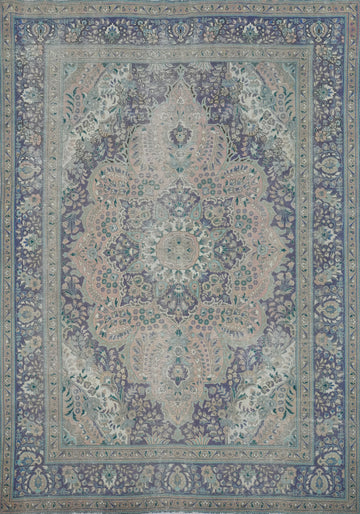 Vintage Pink Floral Tabriz Persian Area Rug 8x11