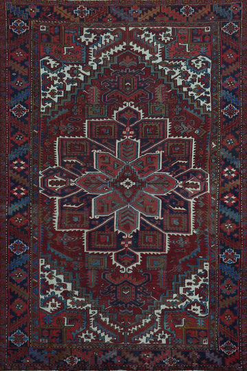 Red Wool Heriz Persian Area Rug 7x11