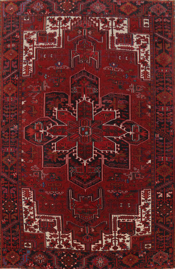 Vintage Red Heriz Persian Area Rug 8x11