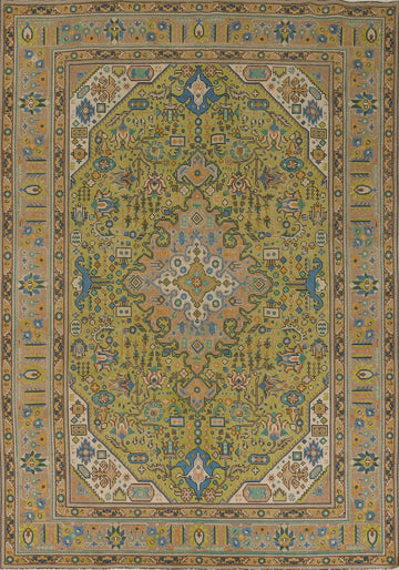 Vintage Geometric Tabriz Persian Area Rug 8x11