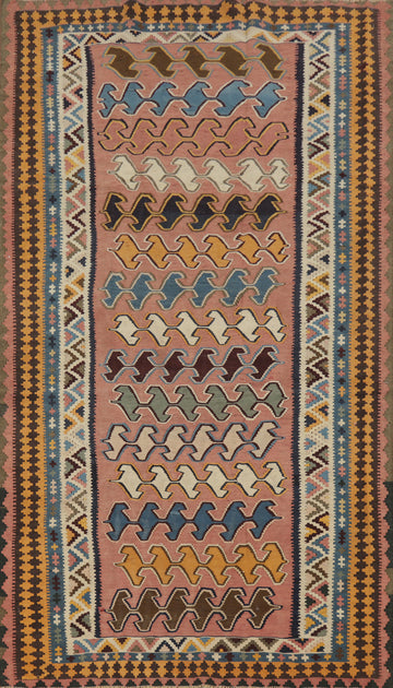 Vegetable Dye Kilim Qashqai Persian Area Rug 5x9