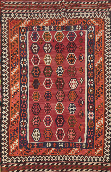 Vegetable Dye Kilim Qashqai Persian Area Rug 6x8