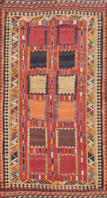 Vegetable Dye Kilim Qashqai Persian Area Rug 5x9