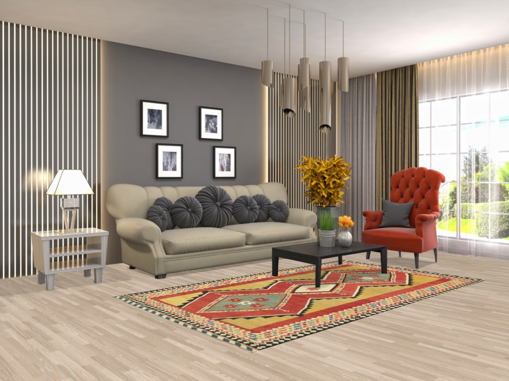 Vegetable Dye Kilim Qashqai Persian Area Rug 5x8