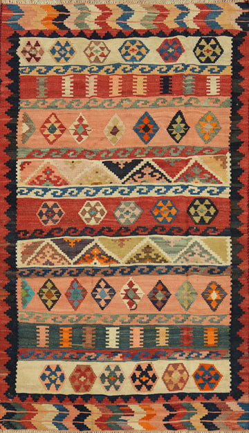 Vegetable Dye Kilim Qashqai Persian Rug 4x7