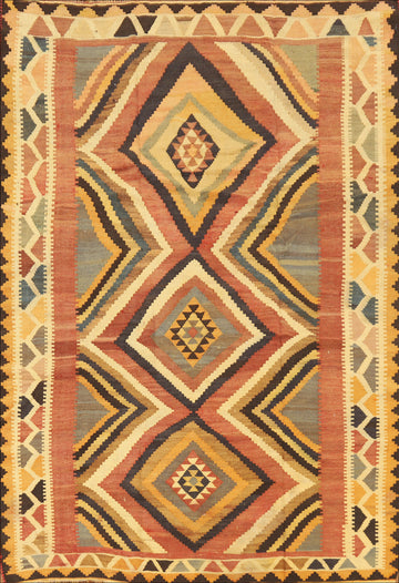 Vegetable Dye Kilim Qashqai Persian Rug 5x7