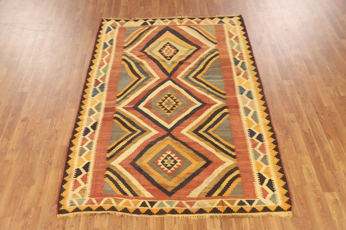 Vegetable Dye Kilim Qashqai Persian Rug 5x7