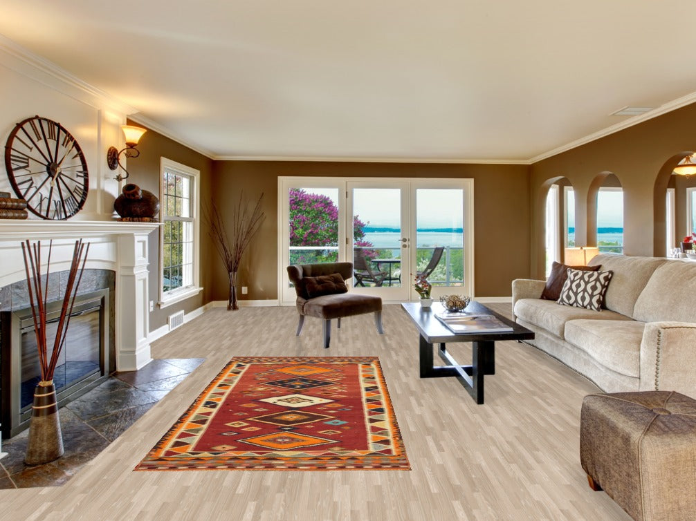 Vegetable Dye Kilim Qashqai Persian Runner Rug 4x9