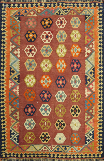Vegetable Dye Kilim Qashqai Persian Rug 4x6