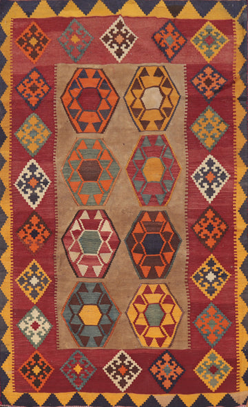 Vegetable Dye Kilim Qashqai Persian Area Rug 5x8