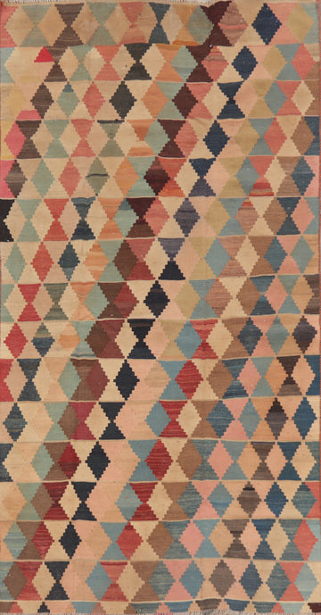 Vegetable Dye Kilim Qashqai Persian Runner Rug 4x9
