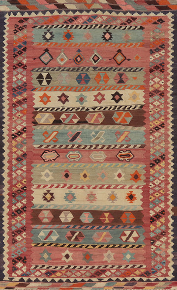 Vegetable Dye Kilim Qashqai Persian Rug 4x7
