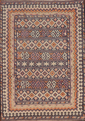 Vegetable Dye Kilim Qashqai Persian Rug 4x6