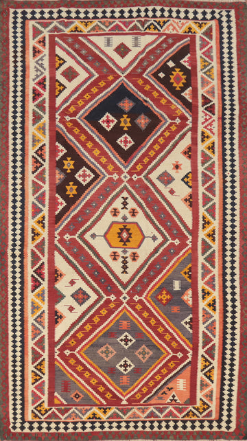 Vegetable Dye Kilim Qashqai Persian Area Rug 5x10