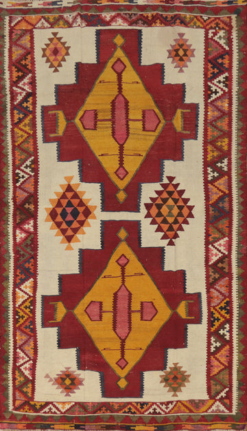 Vegetable Dye Kilim Qashqai Persian Area Rug 5x8