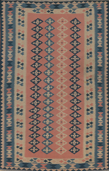 Vegetable Dye Pink Kilim Qashqai Persian Rug 4x6