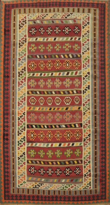 Vegetable Dye Kilim Qashqai Persian Area Rug 5x9