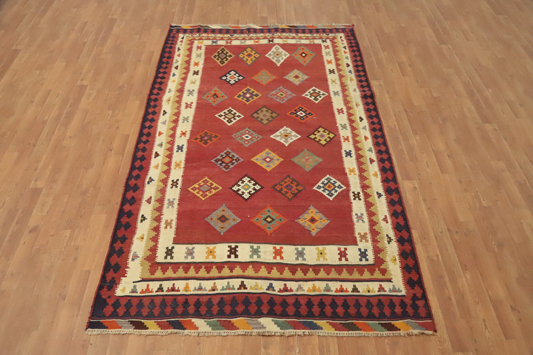 Vegetable Dye Kilim Qashqai Persian Area Rug 5x9