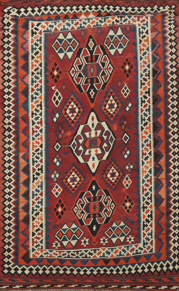 Vegetable Dye Kilim Qashqai Persian Area Rug 5x9