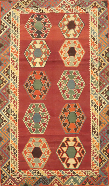 Vegetable Dye Kilim Qashqai Persian Rug 4x7