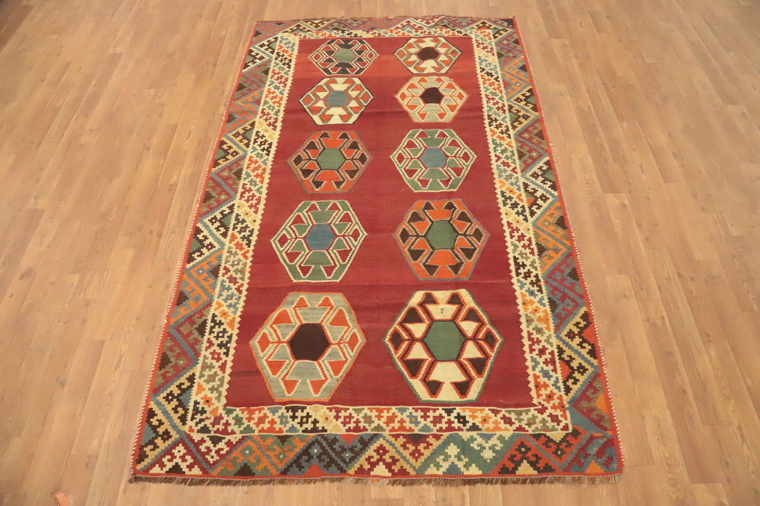 Vegetable Dye Kilim Qashqai Persian Rug 4x7