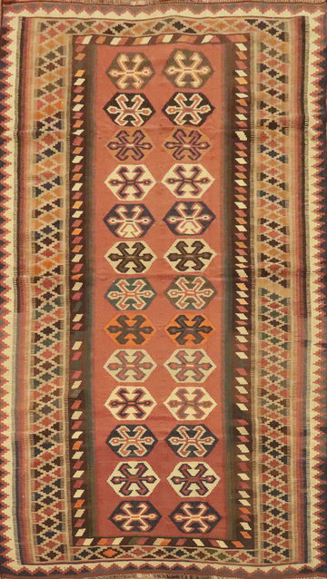 Antique Vegetable Dye Kilim Qashqai Persian Area Rug 5x9