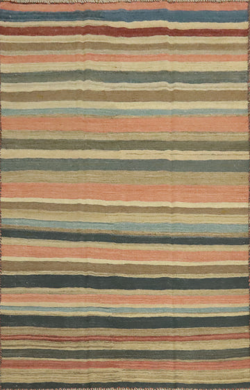 Vegetable Dye Striped Kilim Persian Rug 5x7
