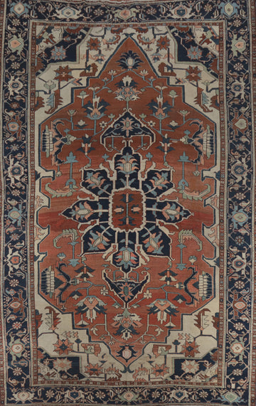 Pre-1900 Vegetable Dye Heriz Serapi Persian Area Rug 9x13
