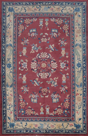 Vegetable Dye Art Deco Chinese Area Rug 6x9