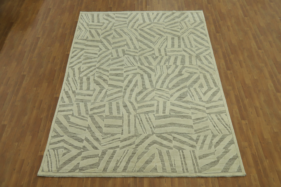 Contemporary Wool Abstract Indian Area Rug 9x12