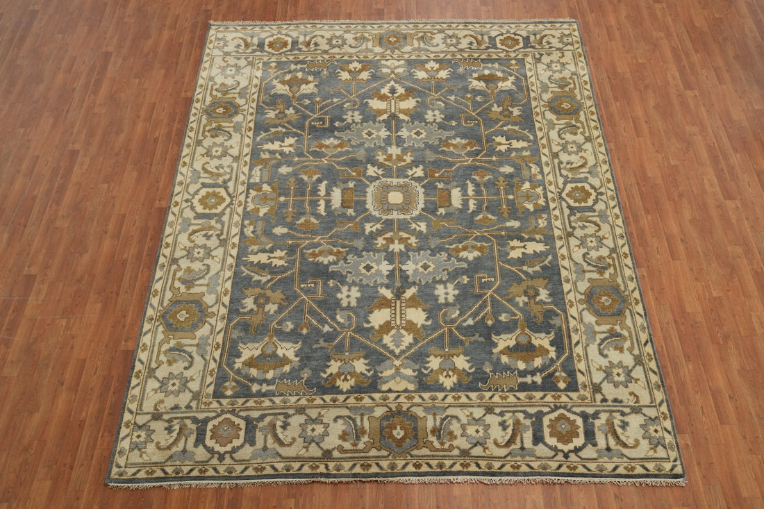 Gray Wool Floral Oushak Indian Area Rug 9x12