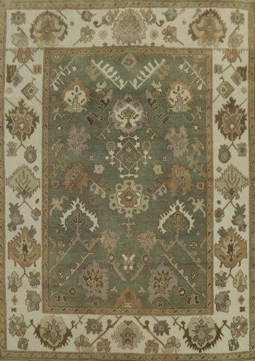 Handmade Green Oushak Indian Area Rug 9x12