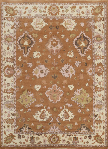 All-Over Wool Floral Oushak Indian Area Rug 9x12