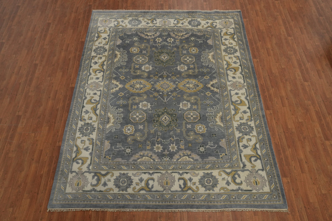 Slate Wool Floral Oushak Indian Area Rug 9x12