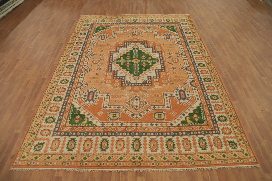 Handmade Geometric Kazak Indian Area Rug 9x12