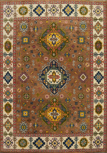 Brown Wool Kazak Indian Area Rug 8x10