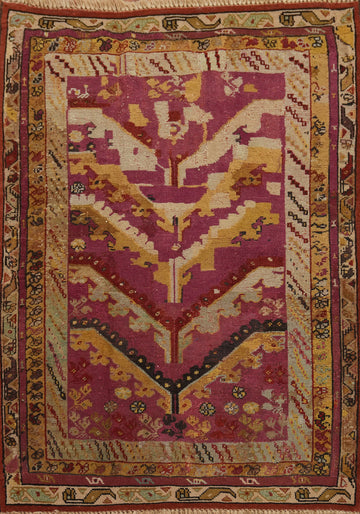 Antique Vegetable Dye Handmade Oushak Turkish Rug 3x4