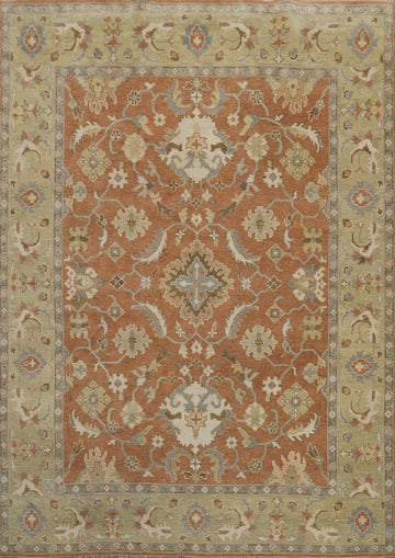 Floral Wool Orange Oushak Indian Area Rug 9x12