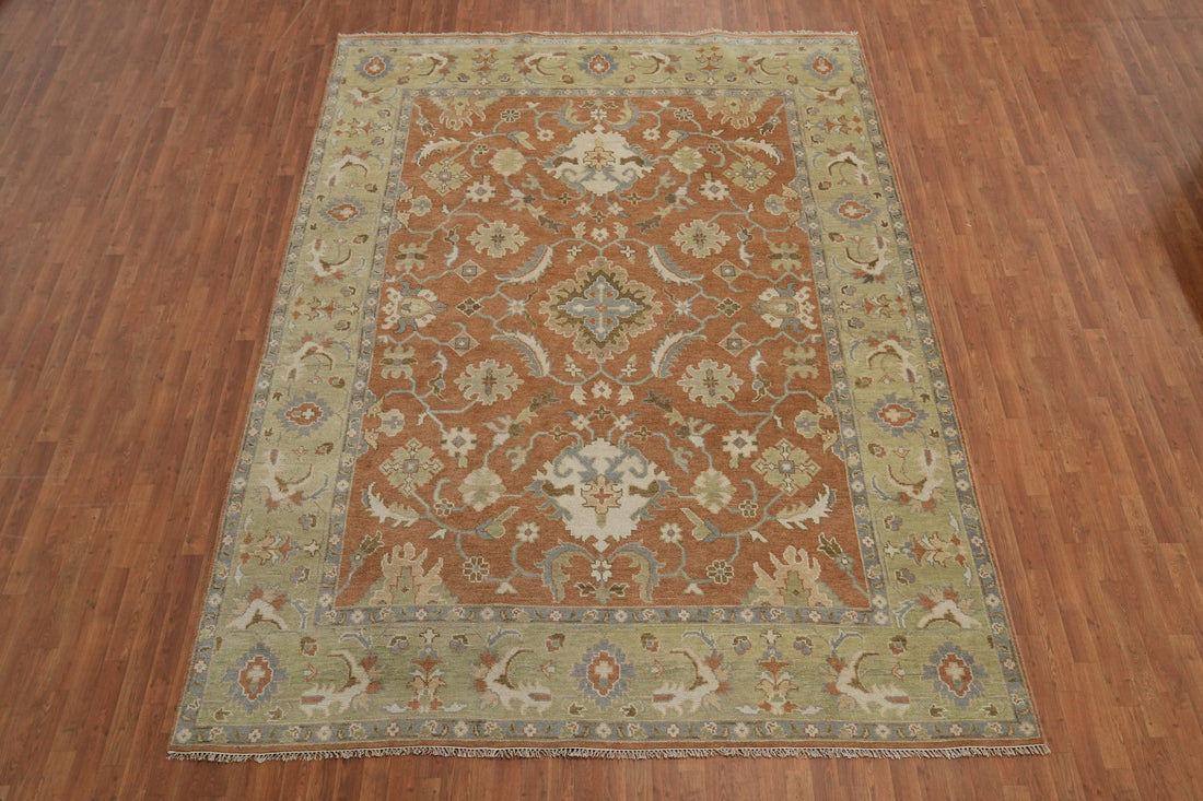 Floral Wool Orange Oushak Indian Area Rug 9x12