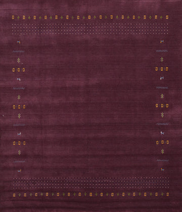Purple Square Wool Gabbeh Indian Area Rug 10x10
