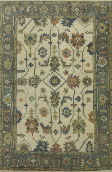 Earth Tone Wool Oushak Indian Area Rug 6x9