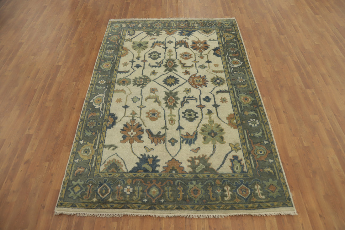 Earth Tone Wool Oushak Indian Area Rug 6x9
