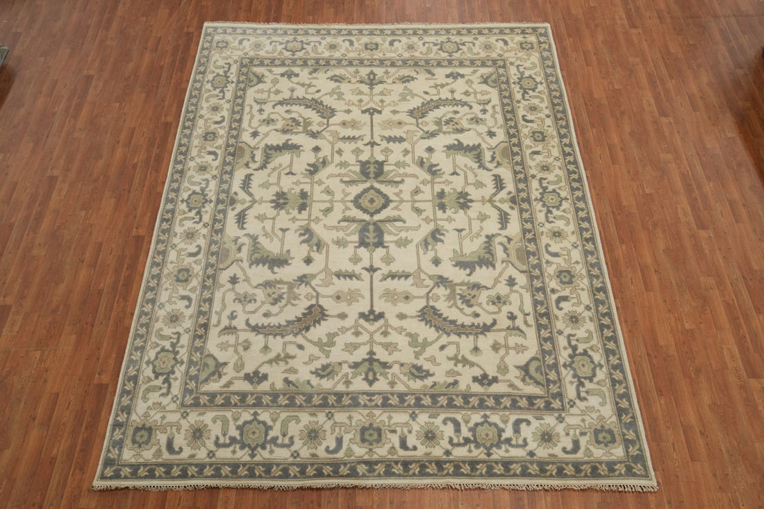 All-Over Floral Wool Oushak Indian Area Rug 9x12