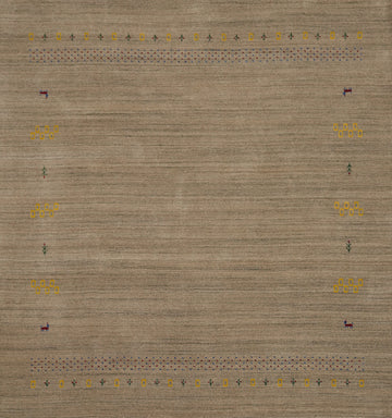 Brown Wool Tribal Gabbeh Square Area Rug 8x8