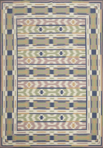 Geometric Flat Weave Kilim Durrie Area Rug 9x12